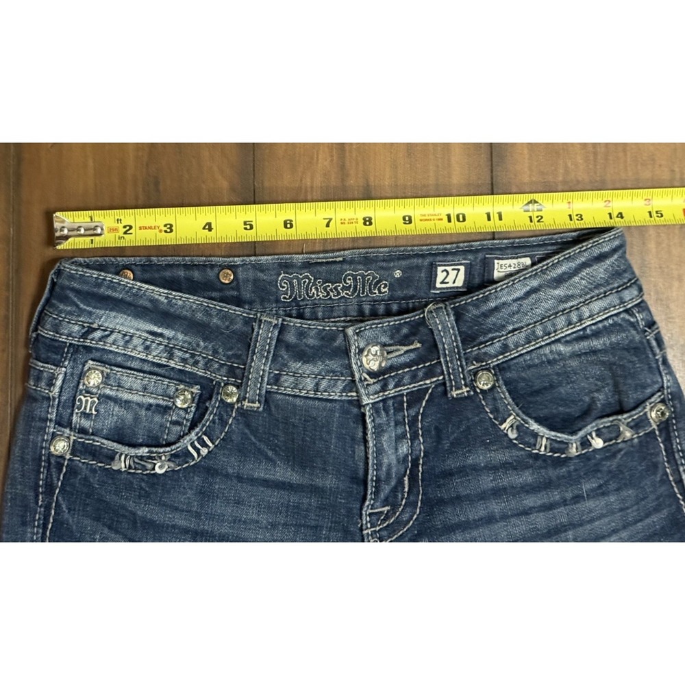 RARE VTG Miss Me Women Bootcut Jeans Embroidered Rhinestone Blue Size 27 - Picture 5 of 12